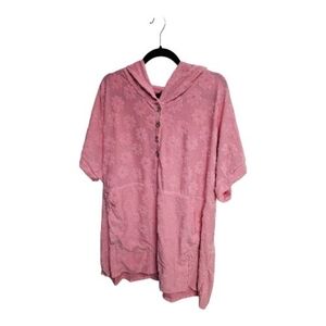 Relaxed Pink Hooded Floral Top